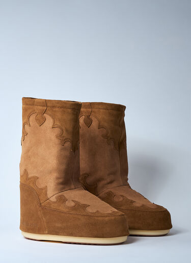 Moon Boot Icon Suede Embroidery Boots Brown mnb0360003