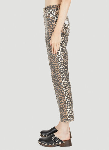GANNI Betzy Leopard Print Jeans Brown gan0249041