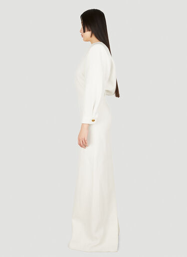 Saint Laurent Straight Shoulder Maxi Dress White sla0248002