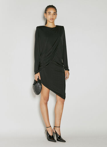 Saint Laurent Draped Fluid Dress Black sla0253020