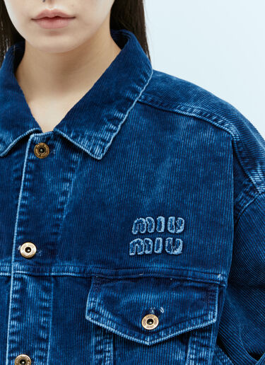 Miu Miu Washed Velvet Blouson Jacket Blue miu0255011