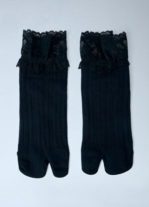 Yohji Yamamoto Lace Trimmed Split Toe Socks Black yoy0264011