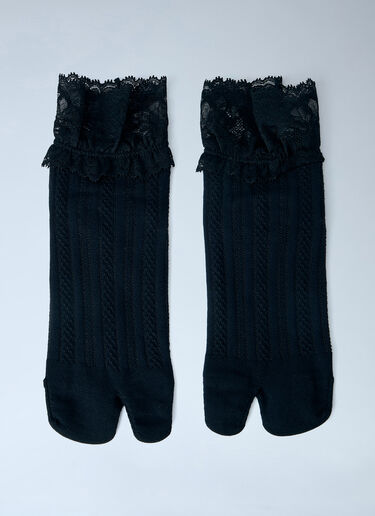 Lace Trimmed Split Toe Socks Yohji Yamamoto Lace Trimmed Split Toe Socks Black yoy0264011