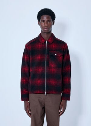 Moncler Checked Zip-Front Jacket Red mon0166016