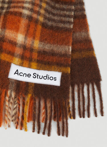 Acne Studios Check Wool Logo Scarf  Brown acn0346024
