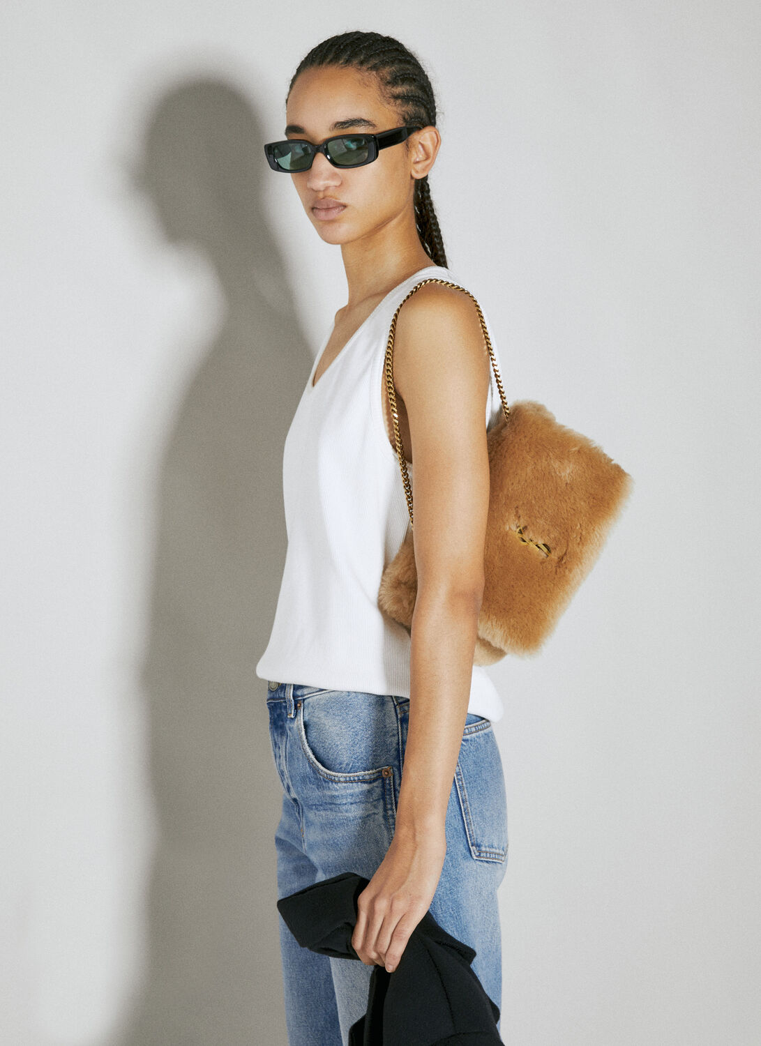 Shop Saint Laurent Small Kate Shoulder Bag In Beige