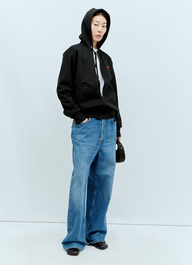Comme Des Garçons PLAY 徽标贴饰拉链连帽运动衫 黑色 cpl0356013