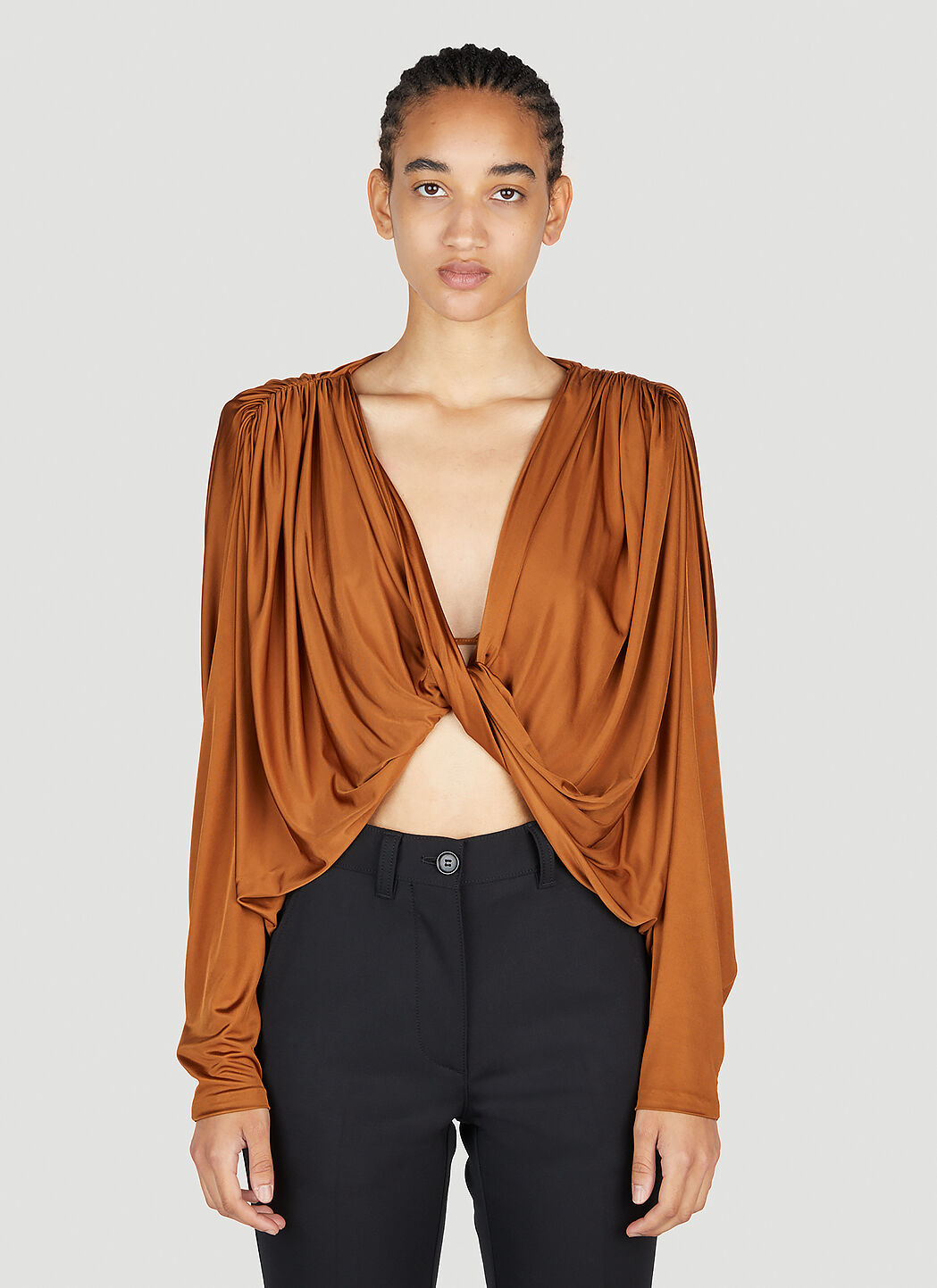 Saint Laurent Gathered Top in Camel fur Damen LN CC