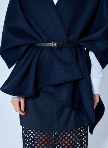 Max Mara Belted Wrap Poncho with Cut-Out Skirt Navy max0265048