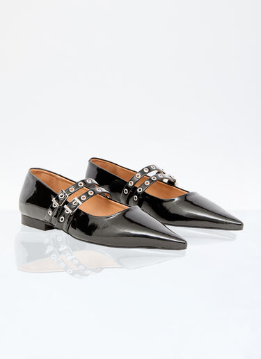 GANNI Eyelets Ballerina Flats Black gan0256037