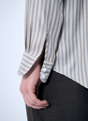 The Row Luigi Striped Shirt Beige row0159002