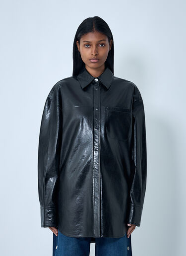 Sportmax Leather Overshirt Jacket Black spx0262012