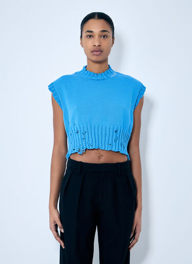 Marni Distressed Knit Vest Blue mni0259004