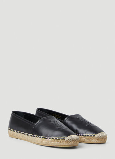 Saint Laurent YSL Embossed Flat Espadrilles Black sla0249108