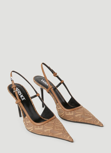 Versace Logo Sling Back High Heels Beige vrs0253030