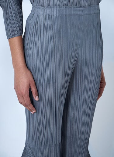 Pleats Please Issey Miyake Pleated Flared Trousers Grey plp0264005
