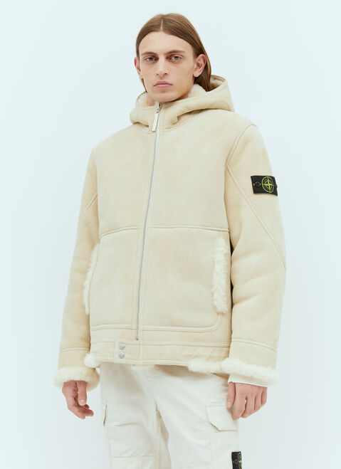 Stone Island Real Leather Blouson Jacket Cream sto0154068