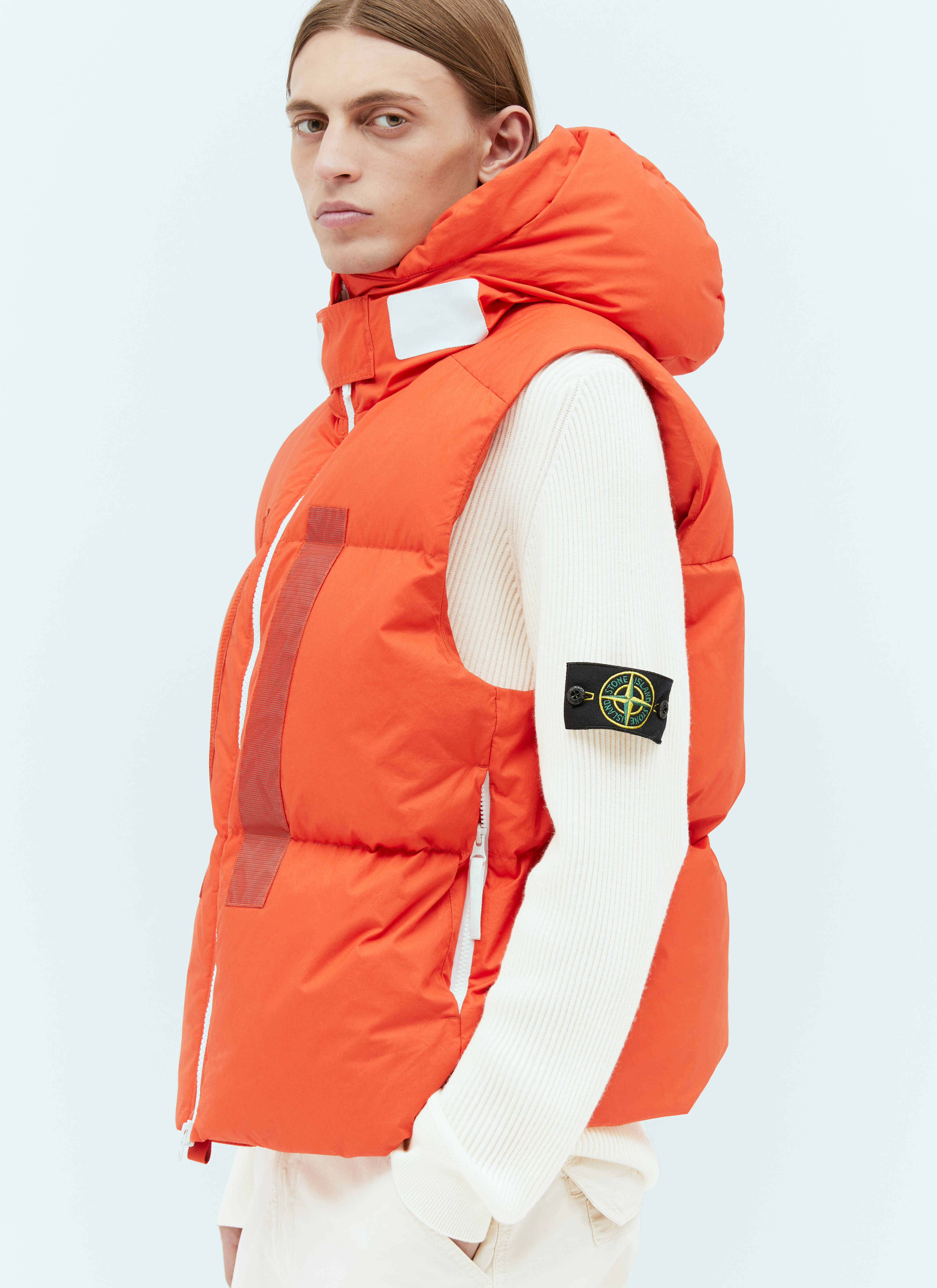 Stone Island Men s Real Down Vest Jacket in Orange LN CC