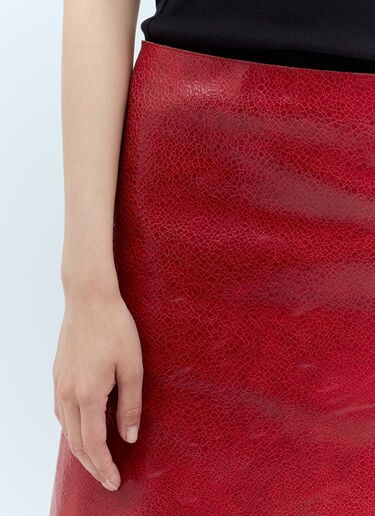Prada 크라클레 가죽 미니스커트 레드 pra0258009