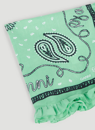 GANNI Ruffled Printed Bandana Green gan0251043