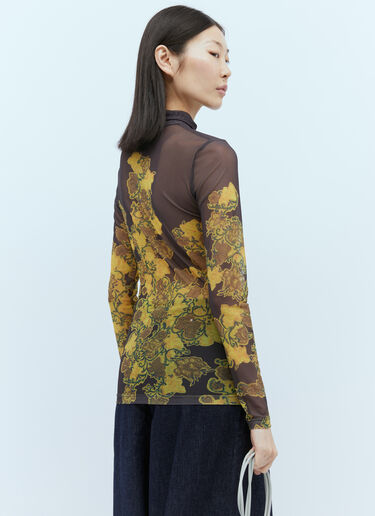 Dries Van Noten Mesh High Neck Top Yellow dvn0254019