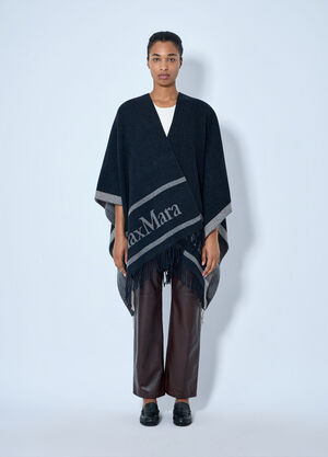 Max Mara Fringed Wool Wrap Navy max0265089