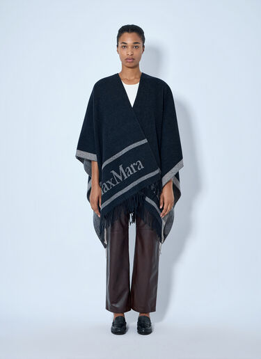 Max Mara Fringed Wool Wrap Navy max0265089