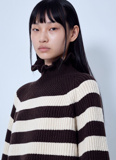LN-CC® - Max Mara: Ribbed Stripe Knit Sweater - Brown Max Mara Ribbed Stripe Knit Sweater Brown max0266040