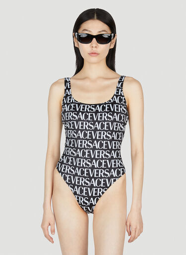Versace 徽标印花泳衣 黑色 vrs0252013