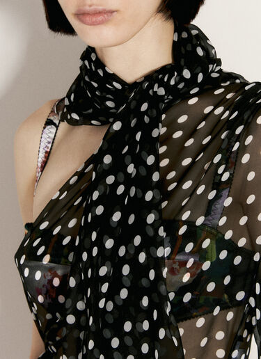 Dolce & Gabbana Polka-Dot One-Shoulder Chiffon Dress Black dol0256002