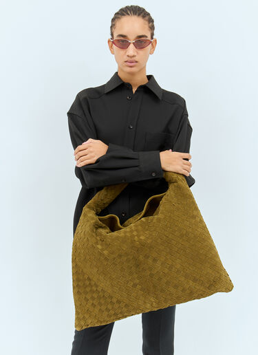 Bottega Veneta Large Hop Suede Shoulder Bag Green bov0258020