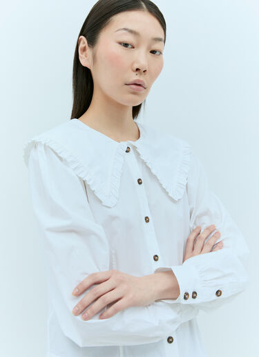 GANNI Frill Collar Shirt White gan0255002