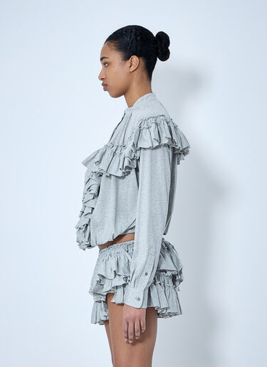 Dries Van Noten Ruffled Cotton Jersey Shirt Grey dvn0264012