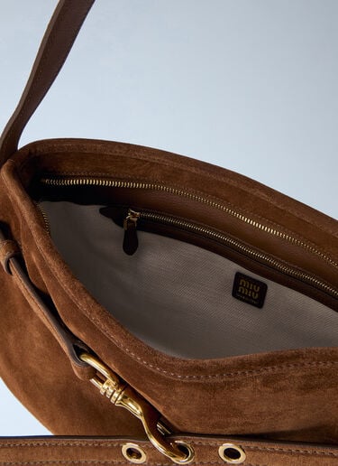 Miu Miu Medium Adventure Suede Shoulder Bag Brown miu0264201