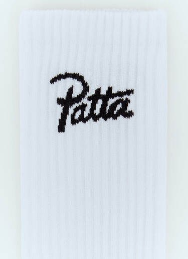 Patta 文字徽标运动袜两件装  白色 pat0156014