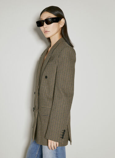 Saint Laurent Oversized Vichy Wool Blazer Brown sla0254017