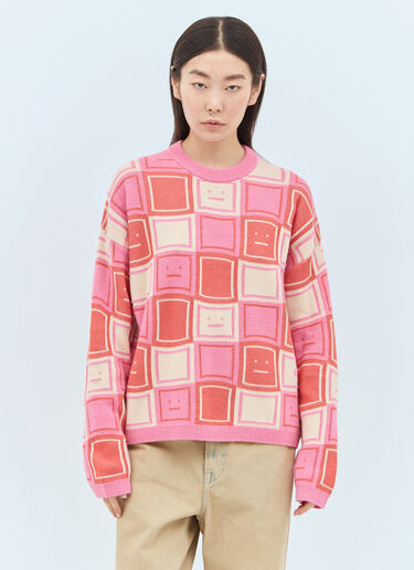 Face Jacquard Sweater Acne Studios Face Jacquard Sweater Pink acn0257002