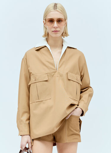 Max Mara 오버사이즈 캔버스 블라우스 브라운 max0256069