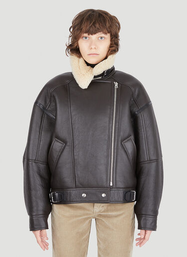 Acne Studios Leather Shearling Flight Jacket Dark Brown acn0246018