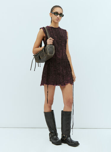 Acne Studios Denim Patchwork Mini Dress Burgundy acn0254009