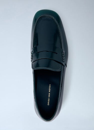 Dries Van Noten Polished Leather Loafers Green dvn0263025
