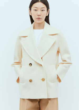 Chloé Wool And Cashmere Pea Coat White chl0255009