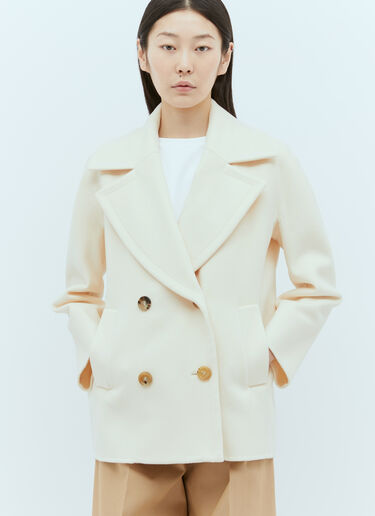 Max Mara Wool And Cashmere Pea Coat Cream max0255026