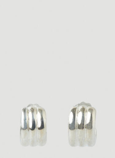 Agmes Triple Ridge Mini Hoop Earrings Silver agm0248015