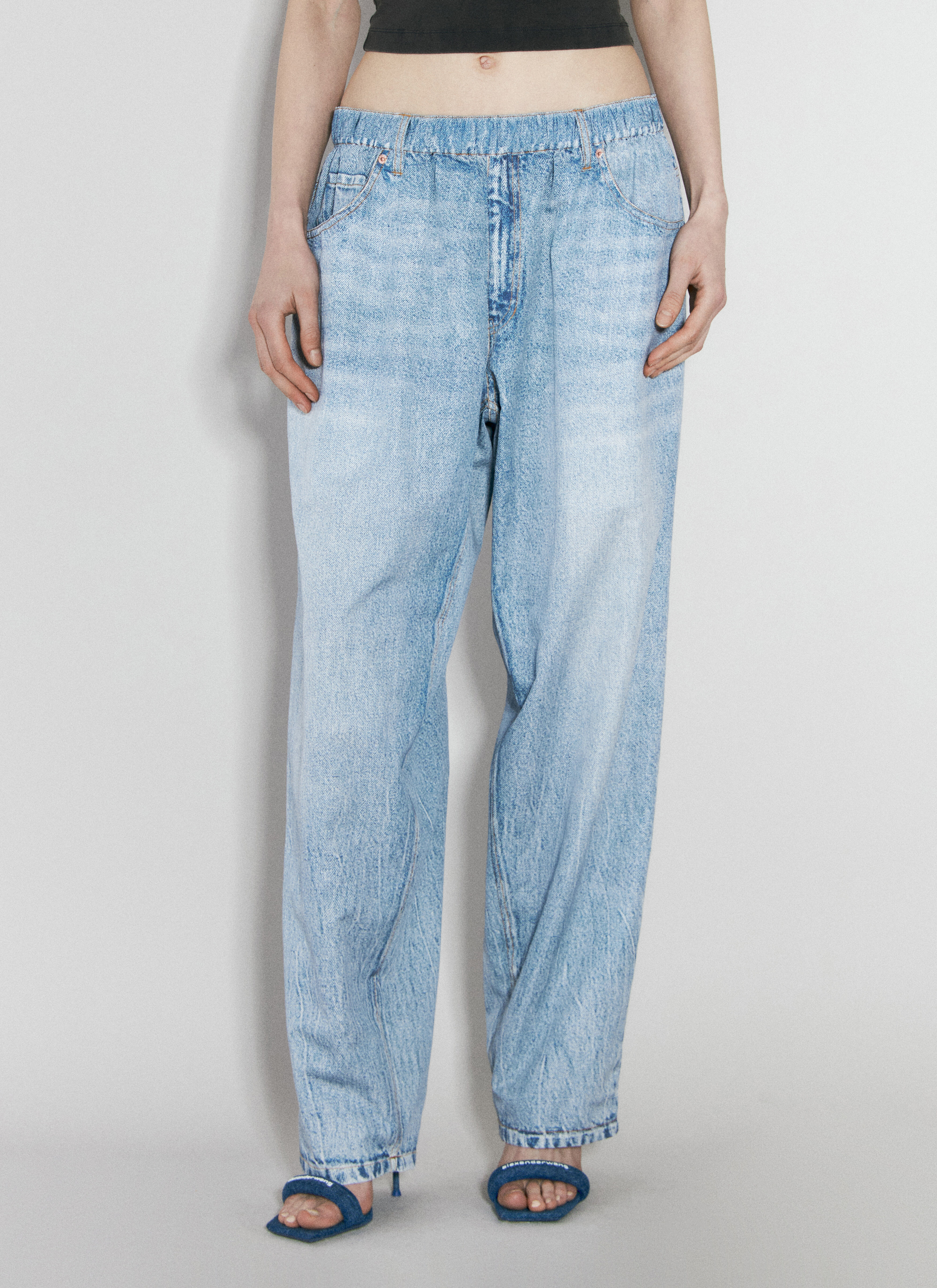 Alexander Wang Printed Denim Track Pants Blue awg0255038