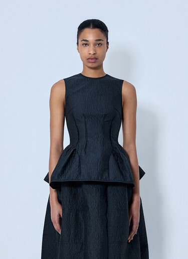 Cecilie Bahnsen CBdaimi Stria Matelassé Peplum Top Black cec0264003