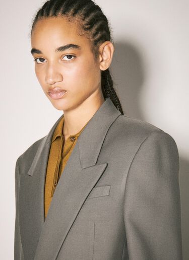 Saint Laurent Wool Gabardine Blazer Grey sla0257001
