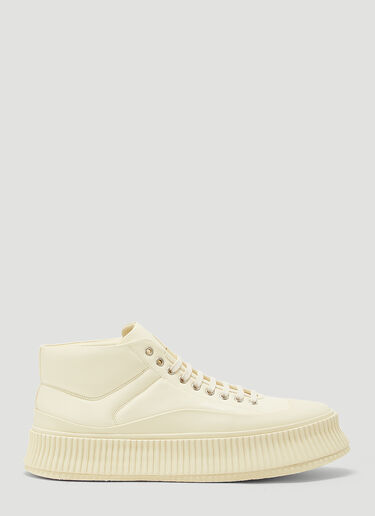 Jil Sander Ribbed-Sole Leather Sneakers Beige jil0143021