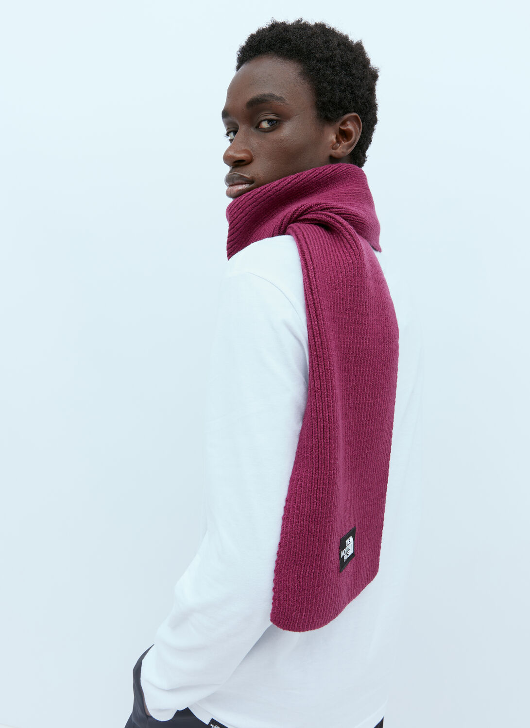 The North Face Logo Patch Scarf In Purple