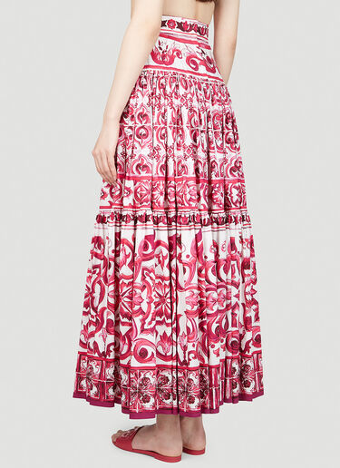 Dolce & Gabbana Majolica Print Maxi Skirt Pink dol0253002